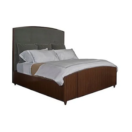 Contemporary Queen Panel Bed with Upholstered Headboard